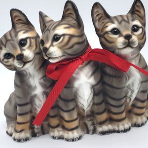 Harvey Knox 3 Tiger Stripe Kitty Cat Kitten Figurine